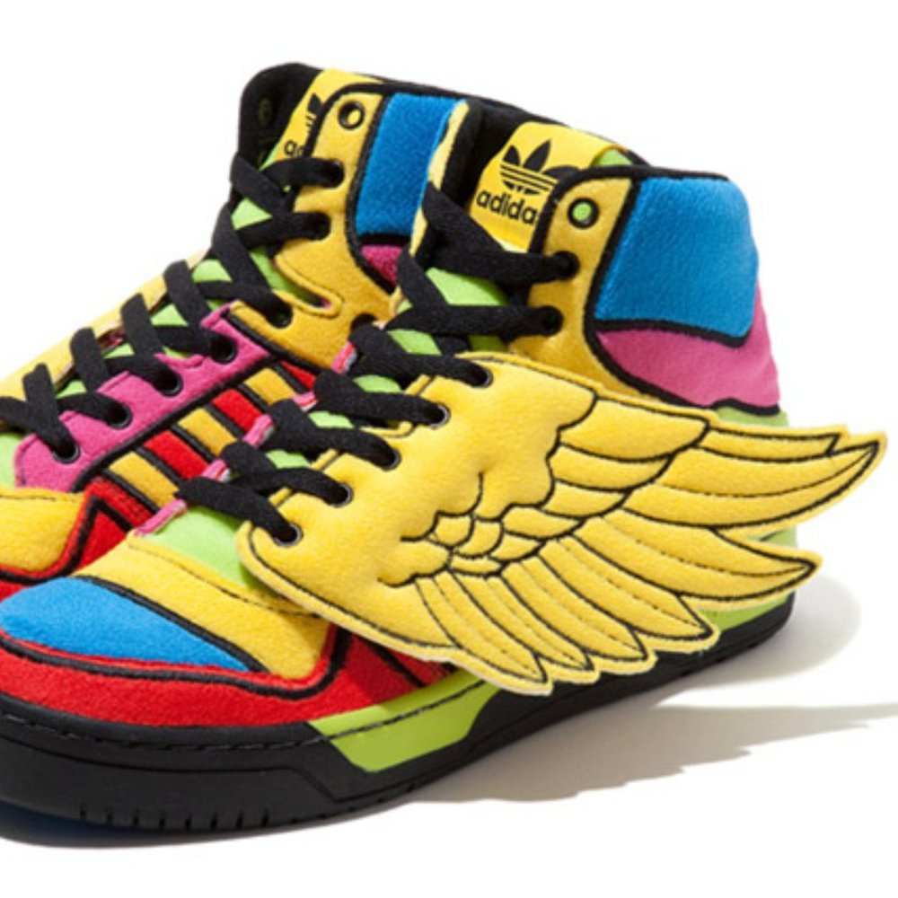 Adidas Original x Jeremy Scott, Limited Edition Sneakers, Rainbow Wing, Size 7.5